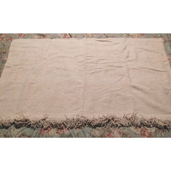 La-Z-Boy Fringed Throw Blanket - 62" x 50" - Creamy Beige Color - Open Box - Picture 2 of 7
